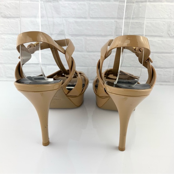 Saint Laurent Tribute Patent Leather Sandal Heels Size 39.5 - Picture 7 of 16